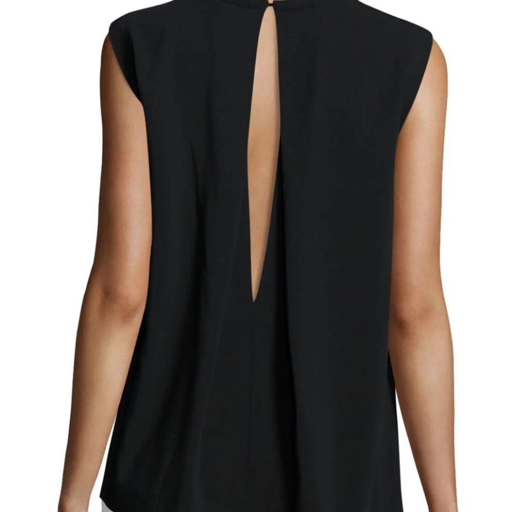 VINCE Black Split Back Shell Tank M - Picture 3 of 10